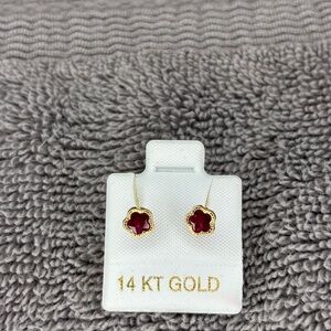 Planet Gold Red and Gold Flower Earrings